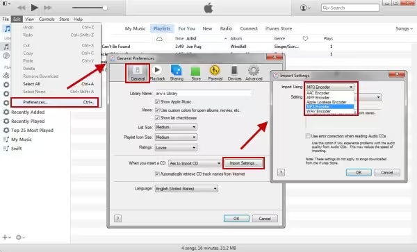go to preferences and select mp3 in itunes