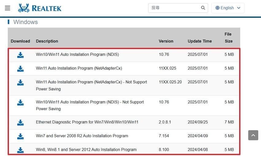 access realtek website to console