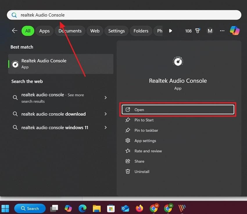 open realtek audio console