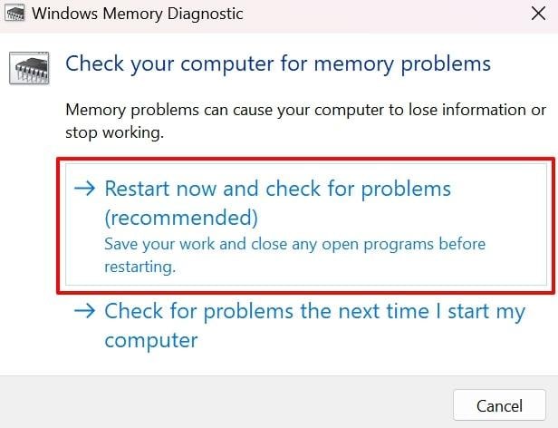 restart now and check for problems