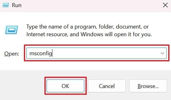 add msconfig in run menu
