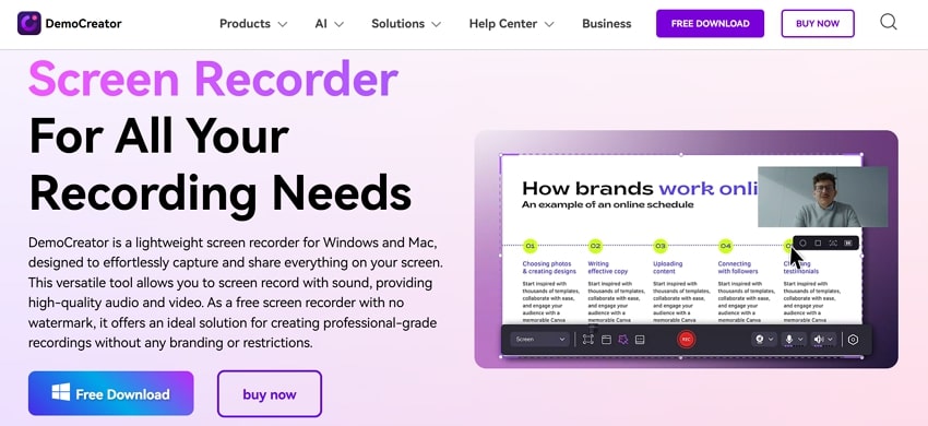 democreator screen recorder win 10