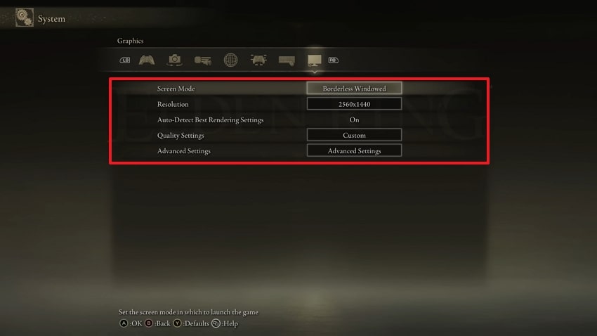 manually alter resolution and other setting