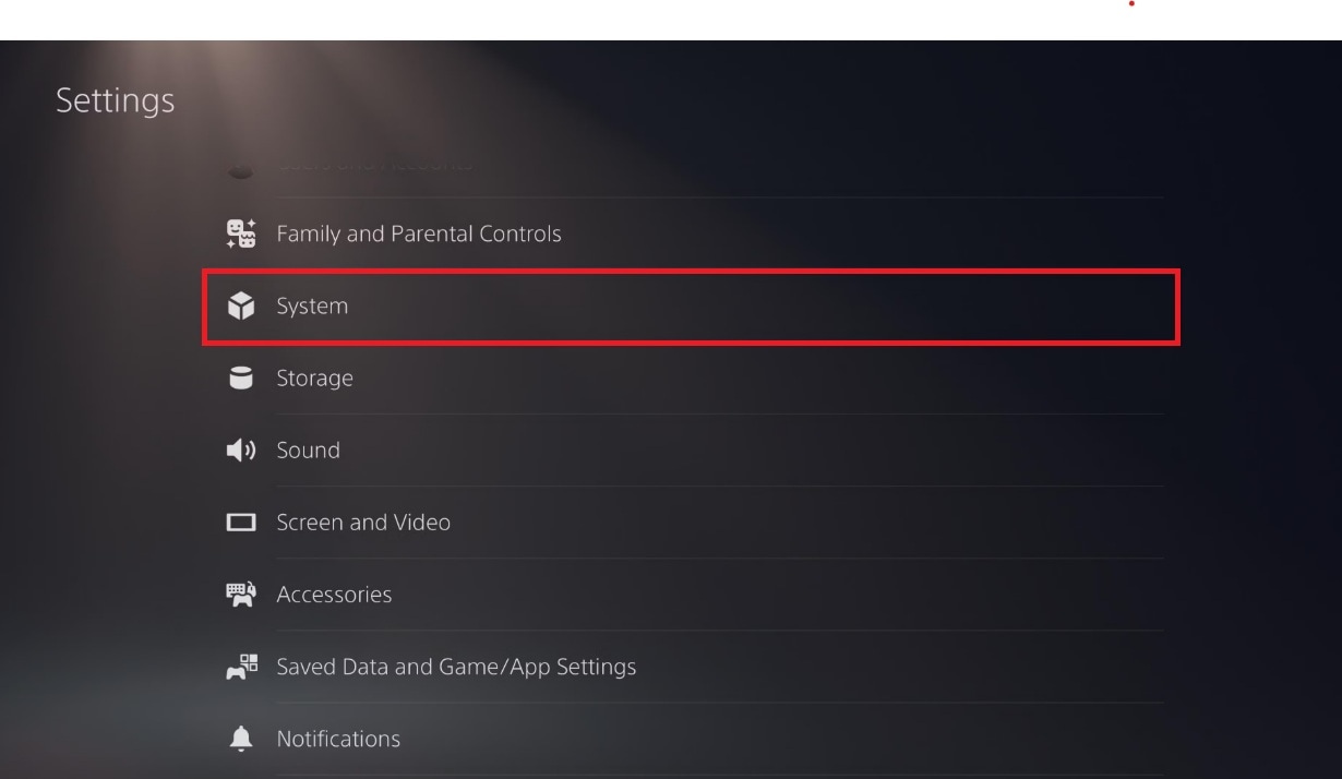 ps5 system settings