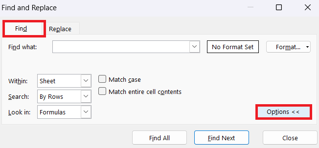 find options