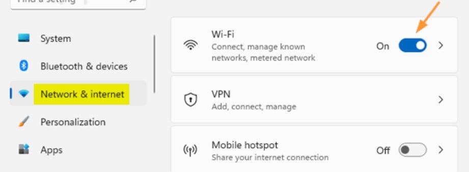 disable wifi