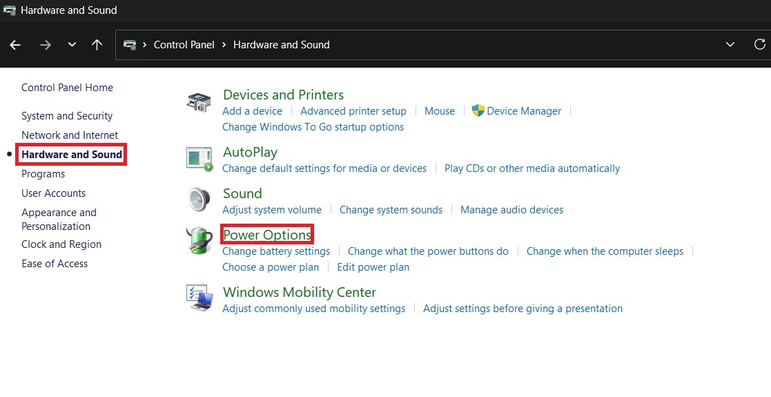 hardware and sound power options
