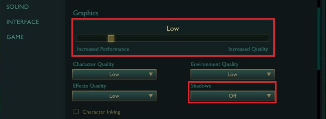 graphics and shadows settings
