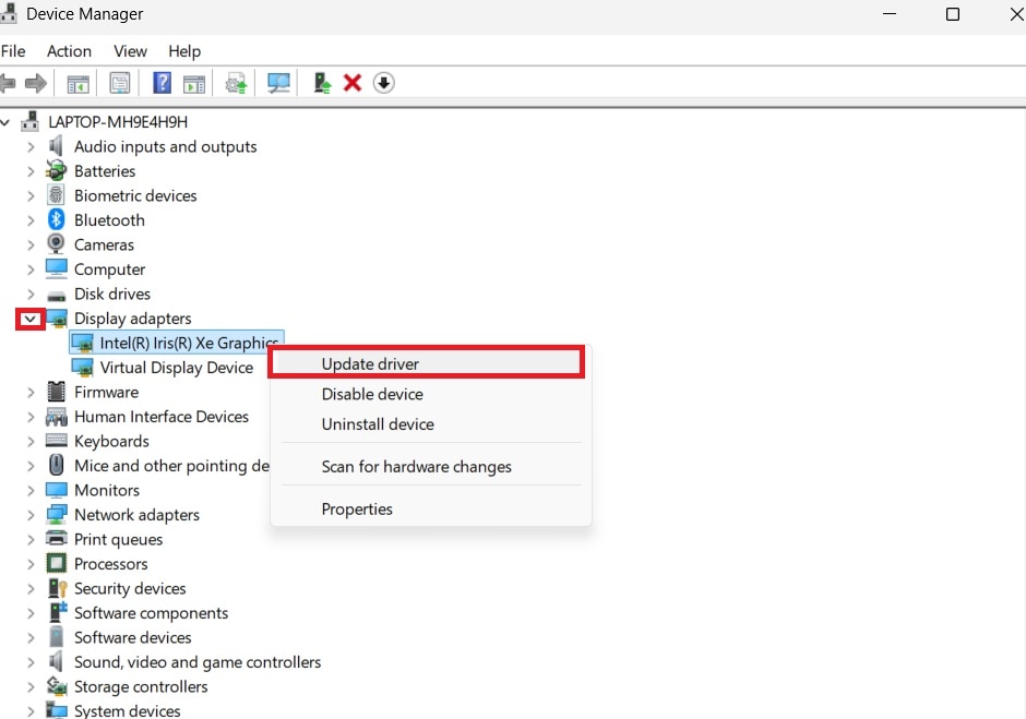 update display adapters driver