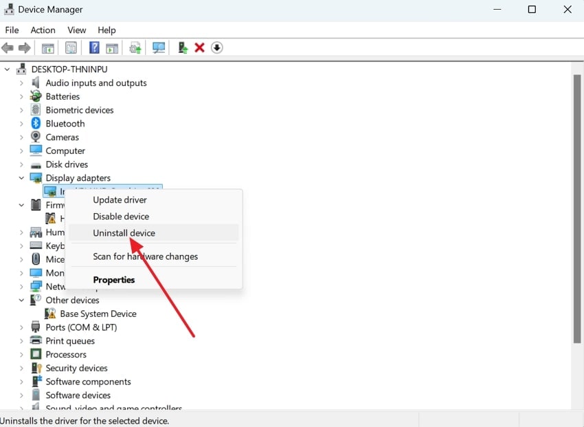 uninstall drivers from device manager