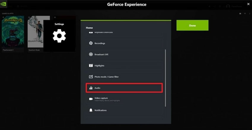 access audio settings shadowplay
