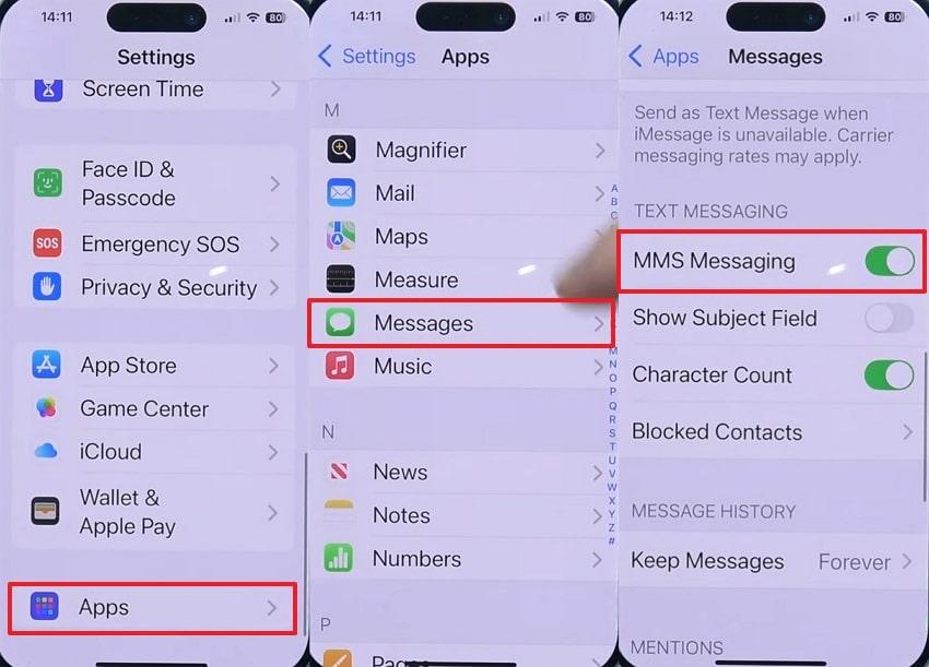 enable mms messages