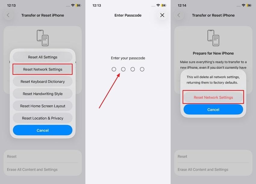 proceed reset network settings