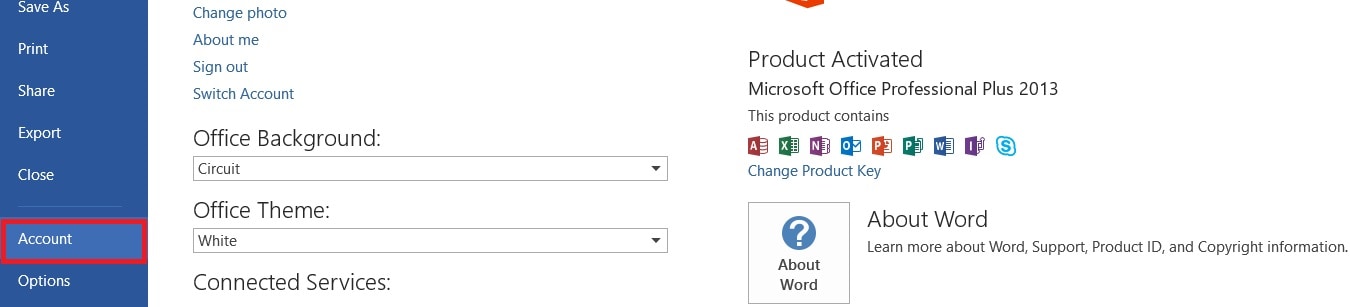 product account information