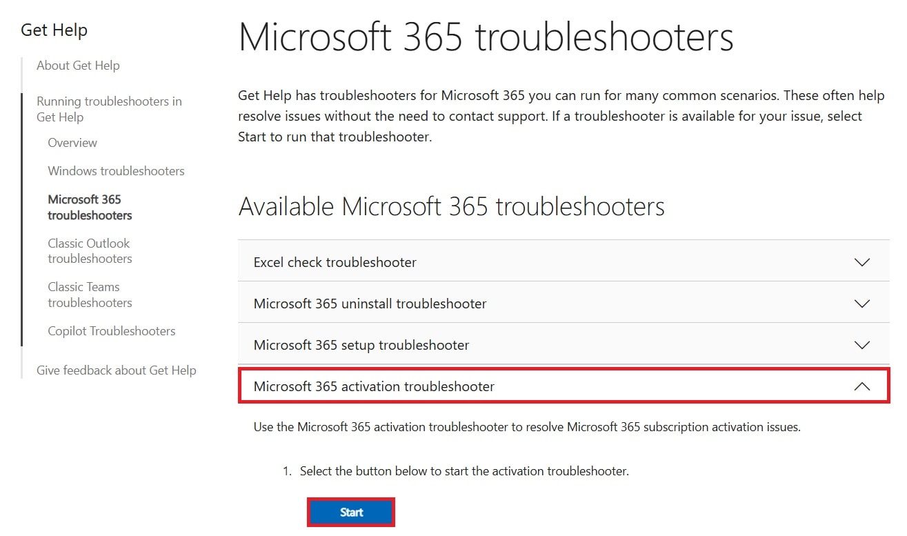 microsoft 365 activation troubleshooter