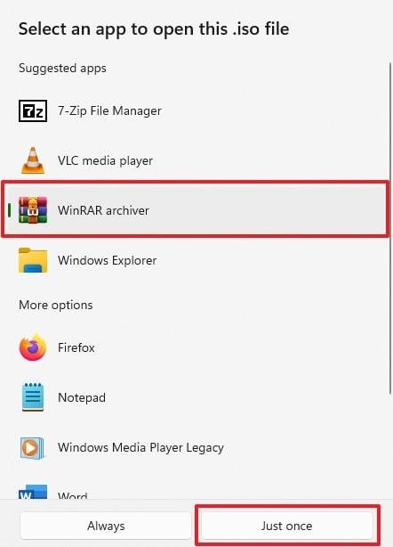 click just now with winrar