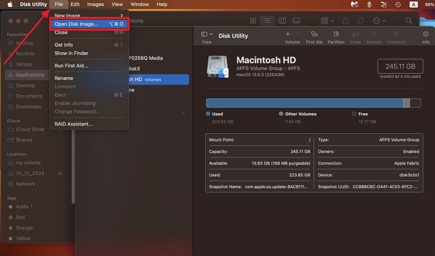 open disk image