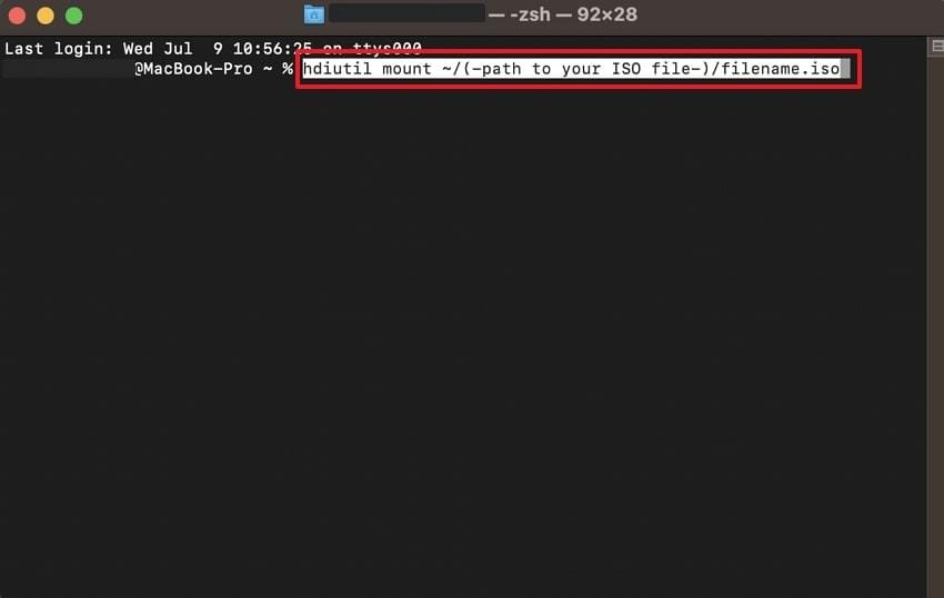 enter command in terminal