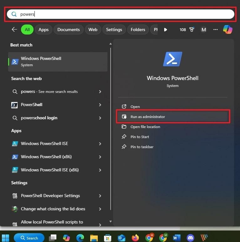 run powershell as administrator