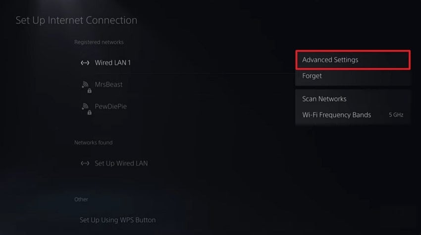 locate advanced settings