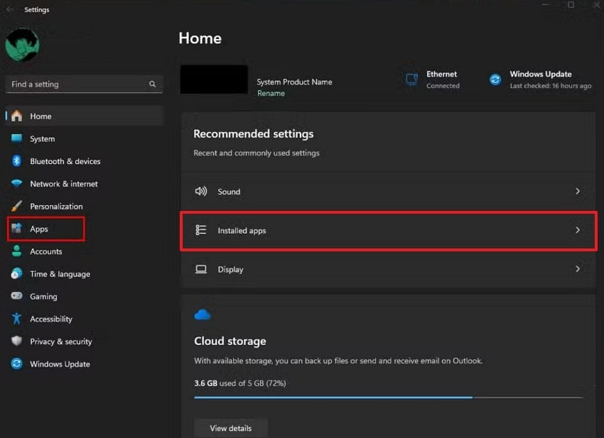 get installed apps settings