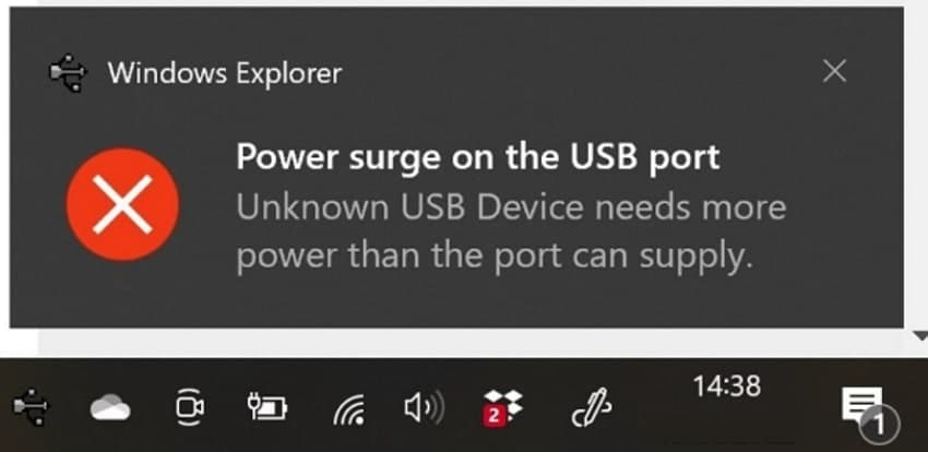 overview power surge usb port error