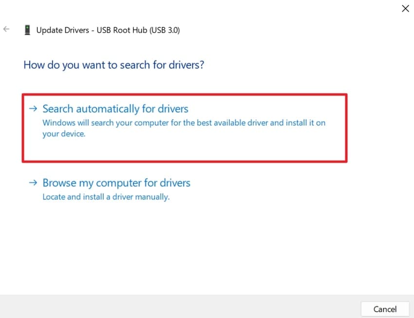 start automatic search of driver