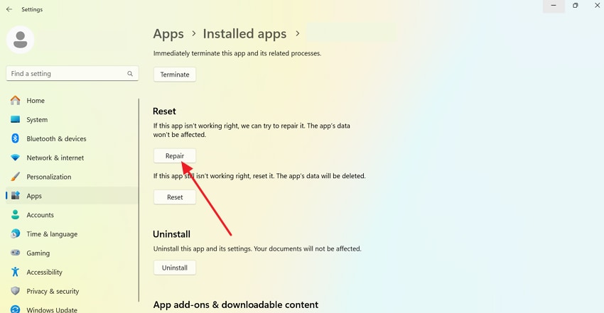 repair targeted app