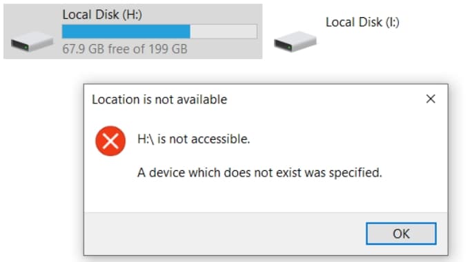 define device does not exist error