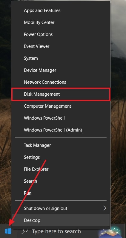 open disk management
