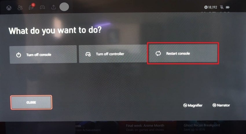 choose restart console option