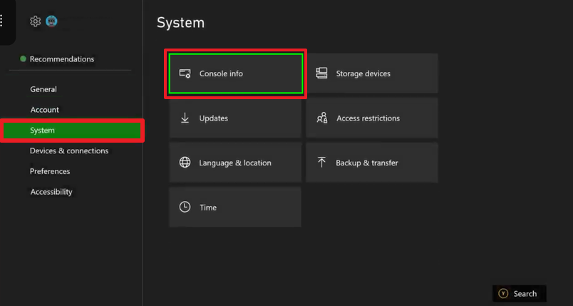 get console info from system settings