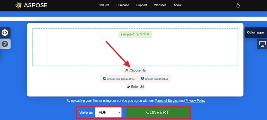 choose files and pdf format