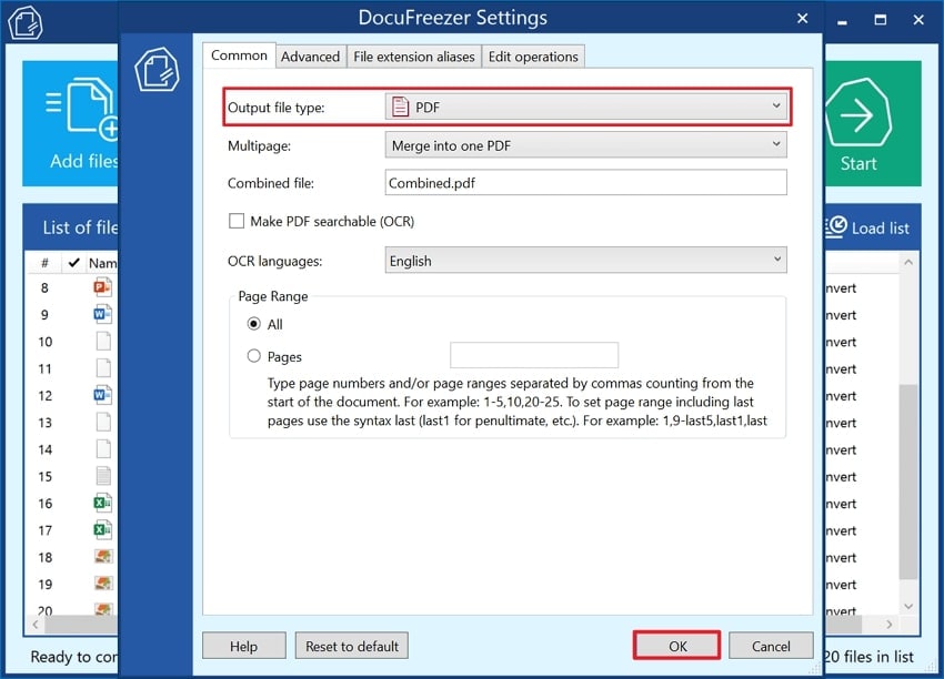 proceed after choosing output file