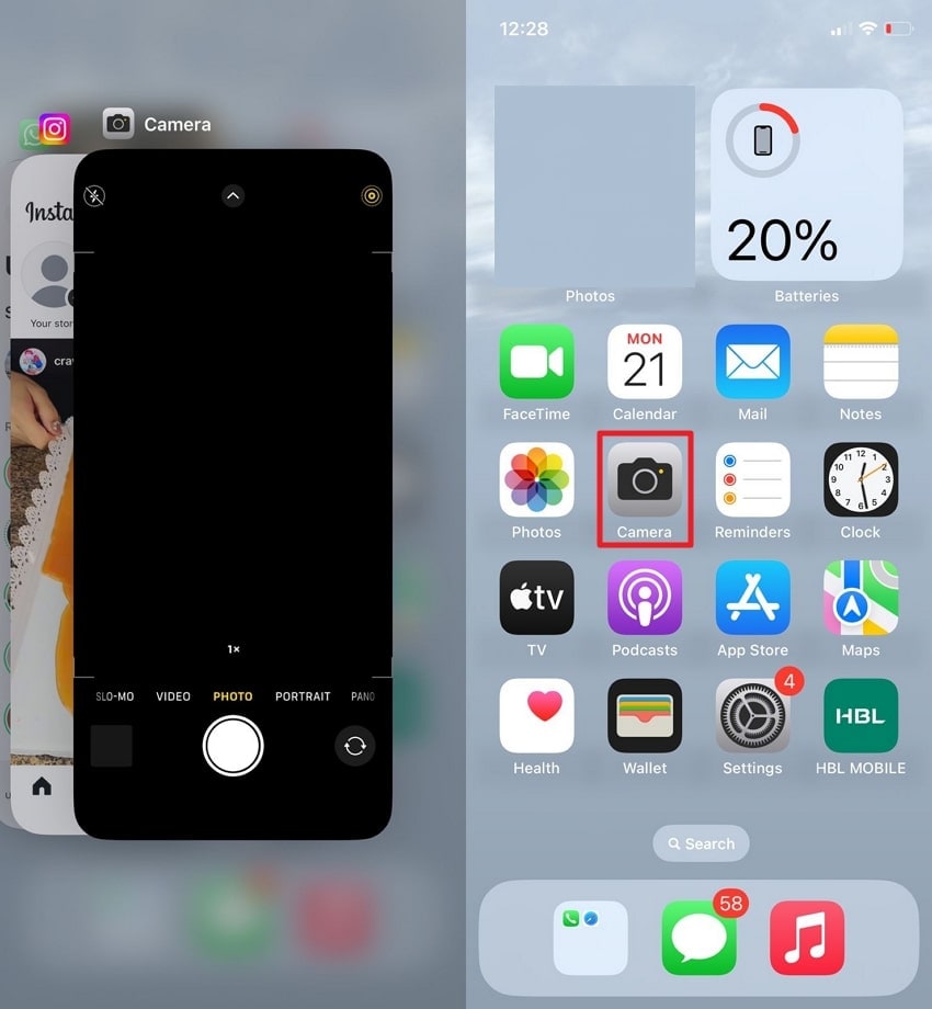 quit and reopen camera app