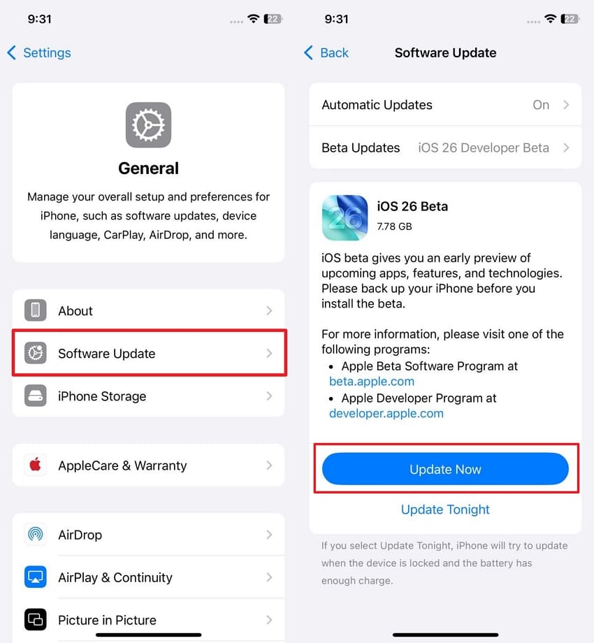 update iphone firmware