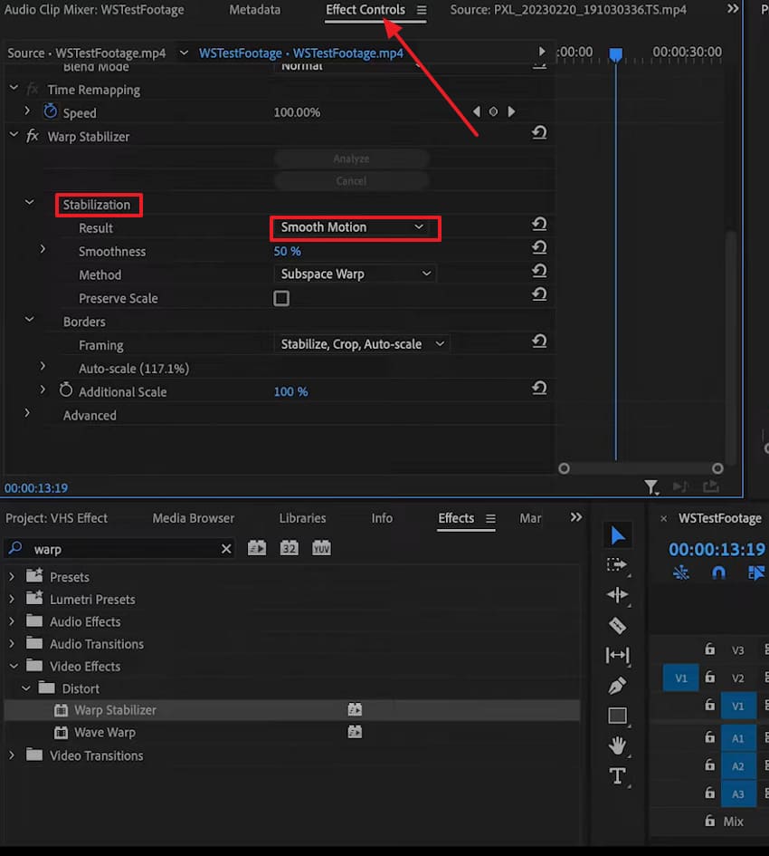 choose smooth motion from stabilization effect