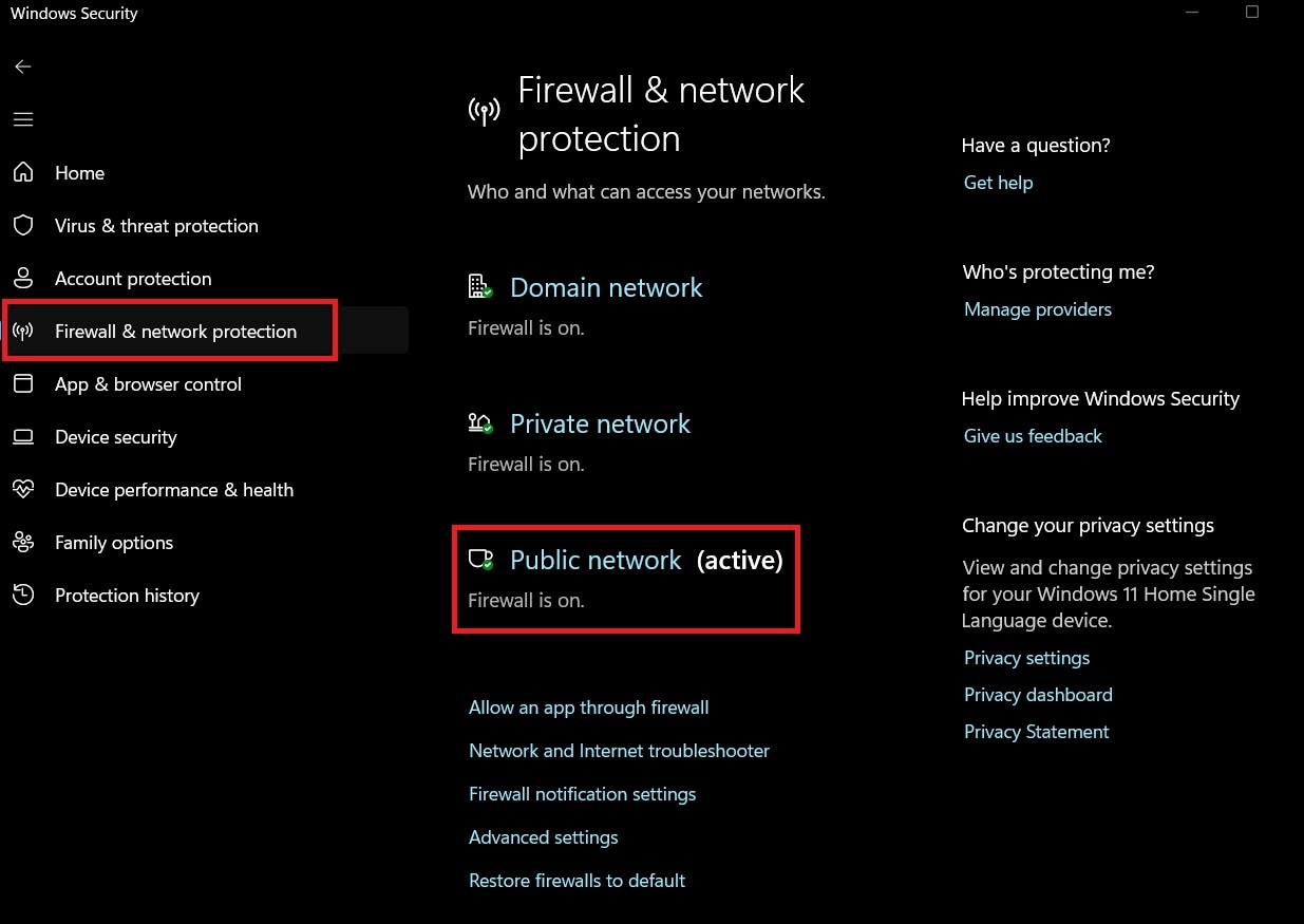 firewall and network protection