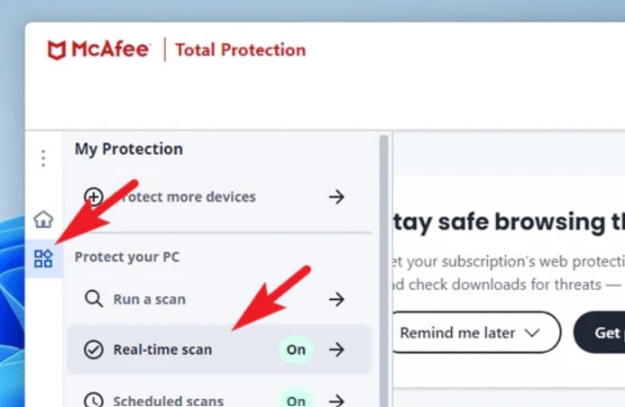 turn off real time scanning