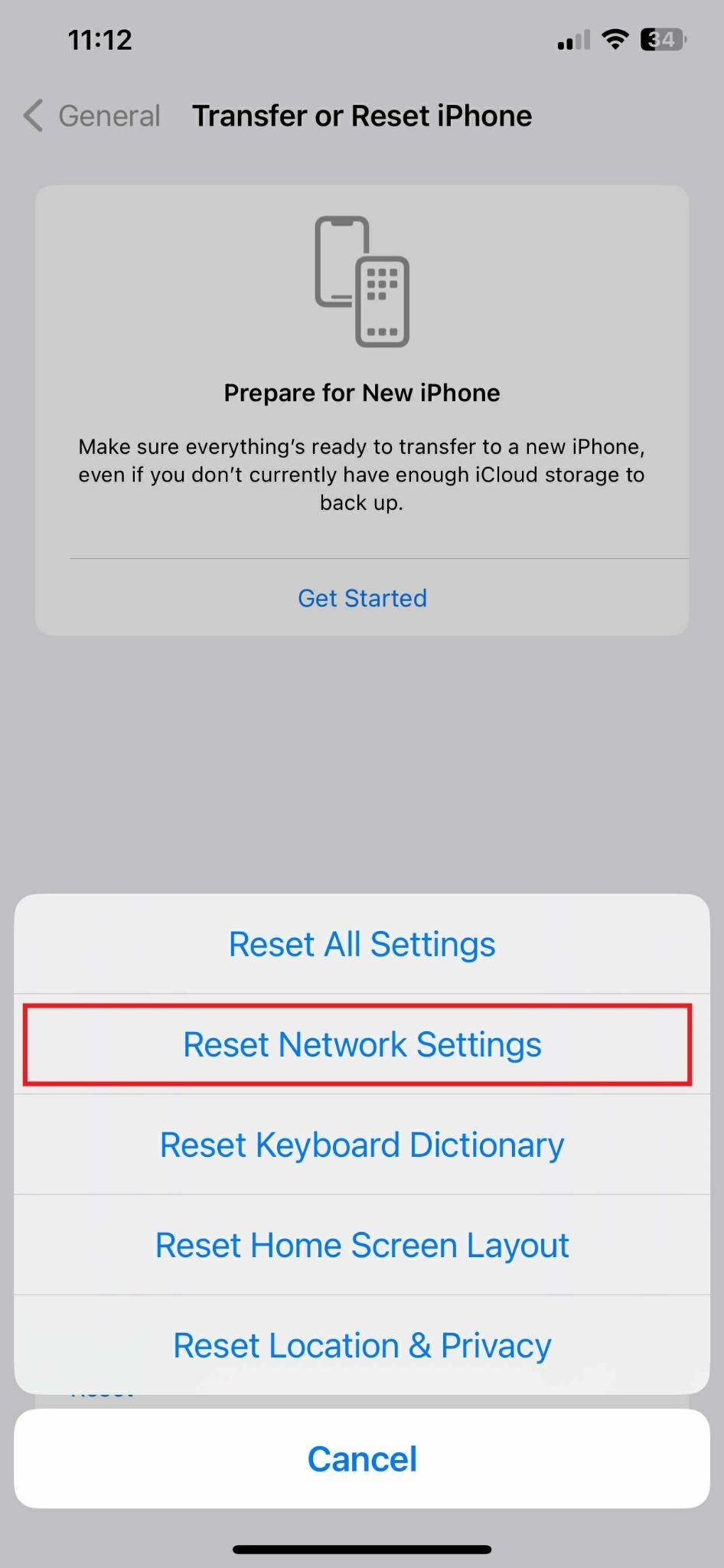 reset network settings