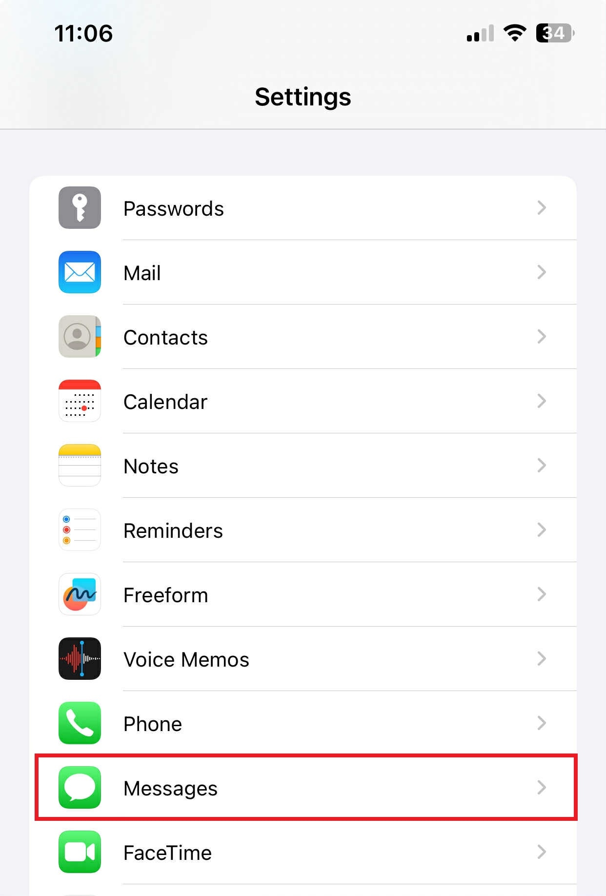 messages settings