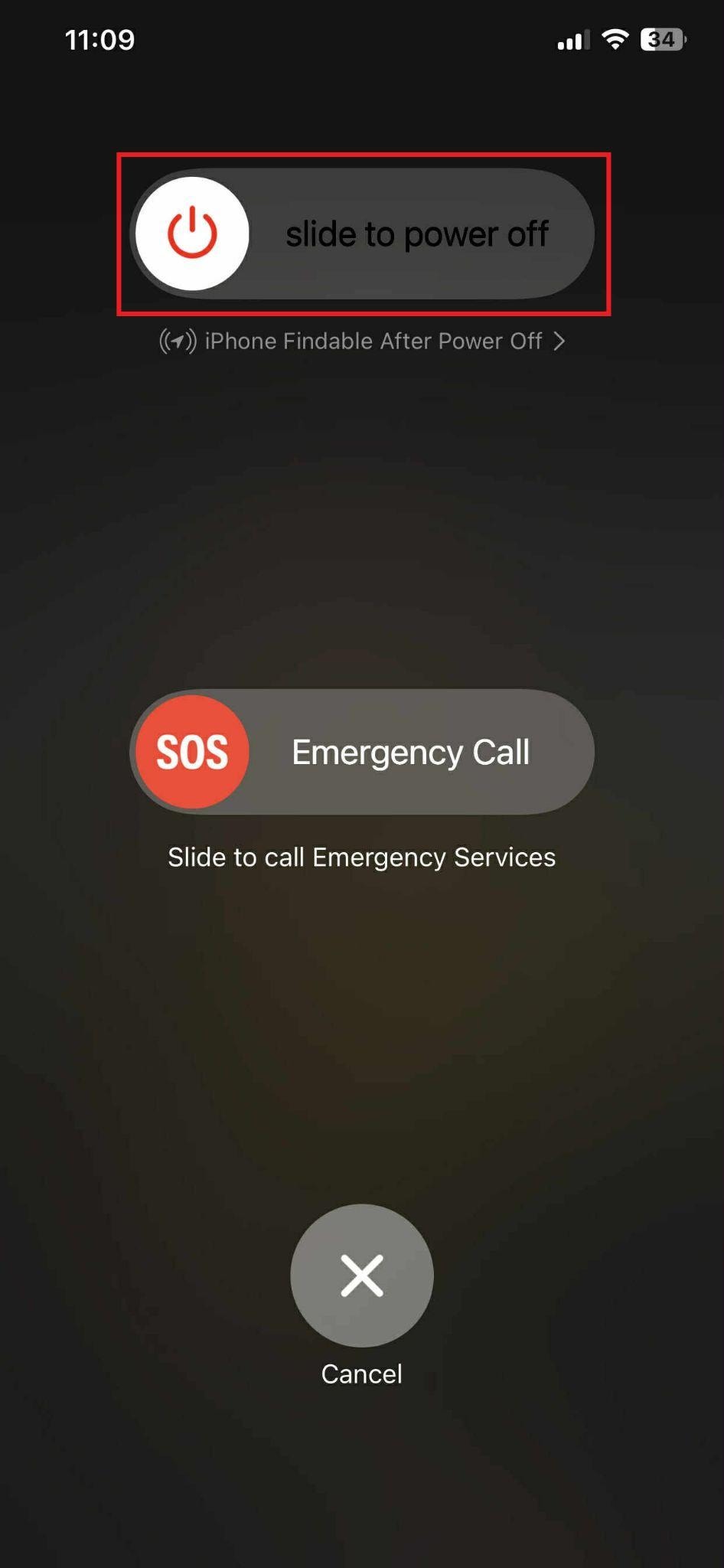 power off iphone
