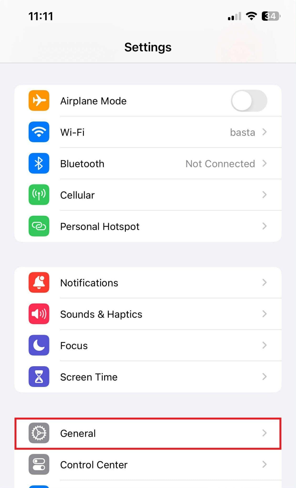 general settings