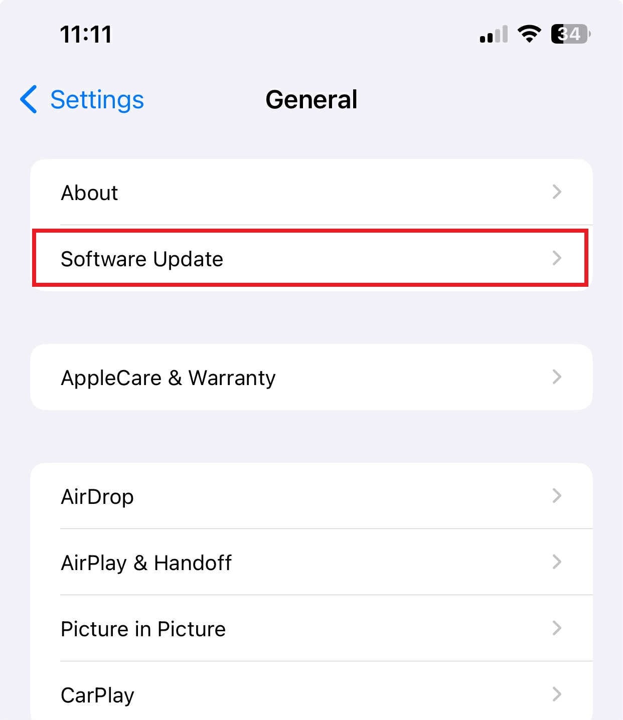 software update settings