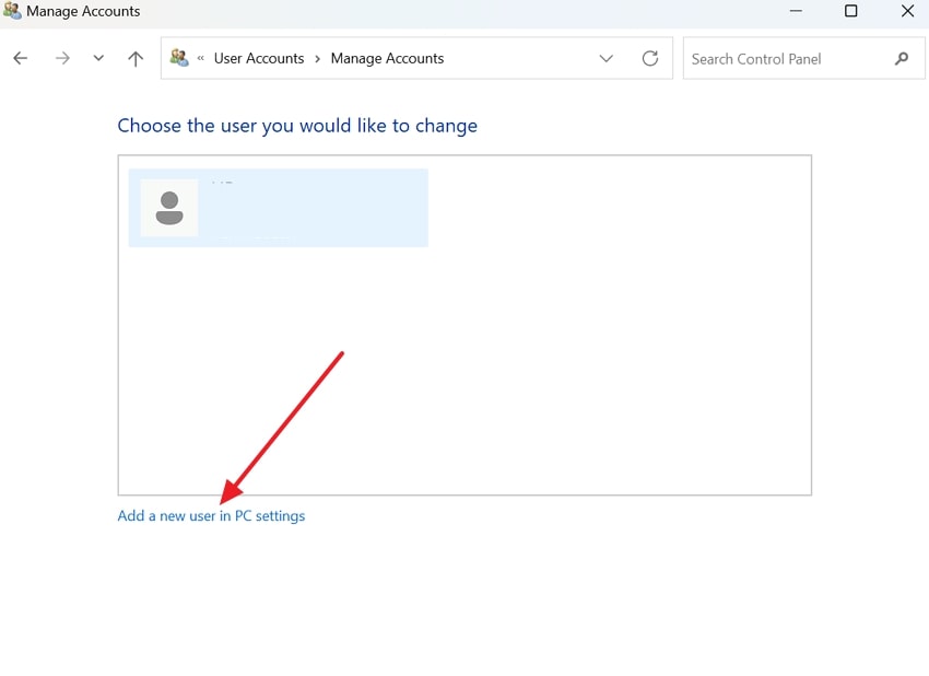 add new user in pc settings