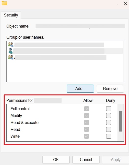 allow permissions and apply