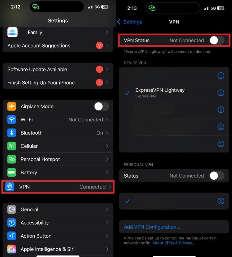 iphone vpn not connected