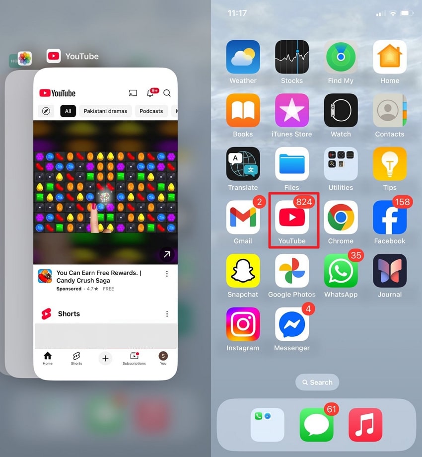swipe up youtube on iphone