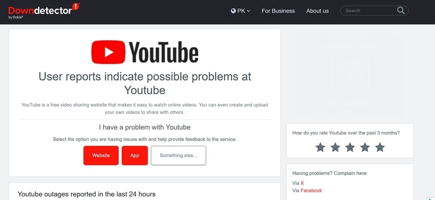 detect youtube down status