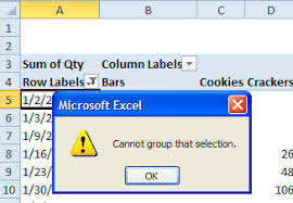 cannot group that selection